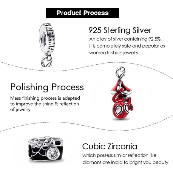 Celestial Sun Moon Star Charm Set for Bracelets and Necklaces in 925 Sterling Si - Picture 5 of 5